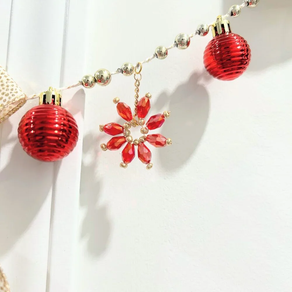Handmade Gold/Red Christmas Garland